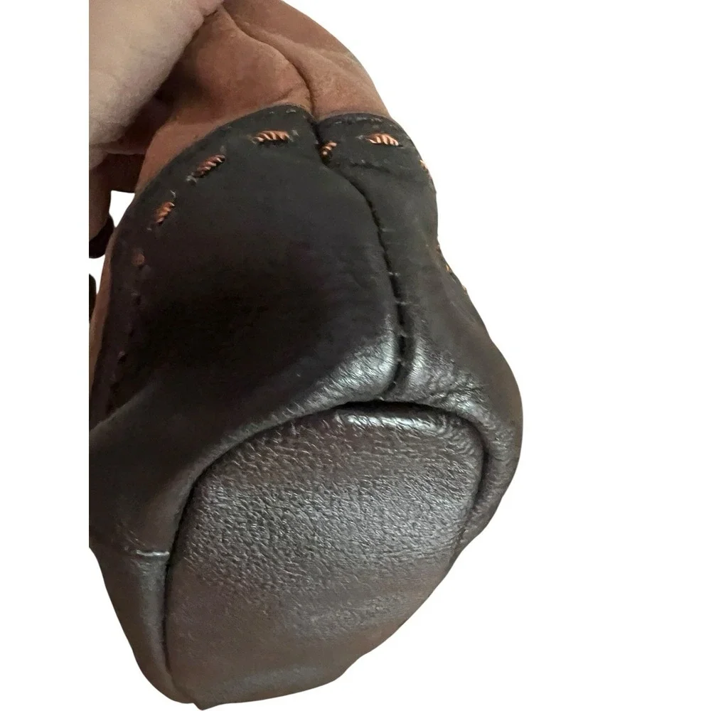 The Sak Indio Two Tone Brown Leather Hobo Bag Purse Braided Strap
